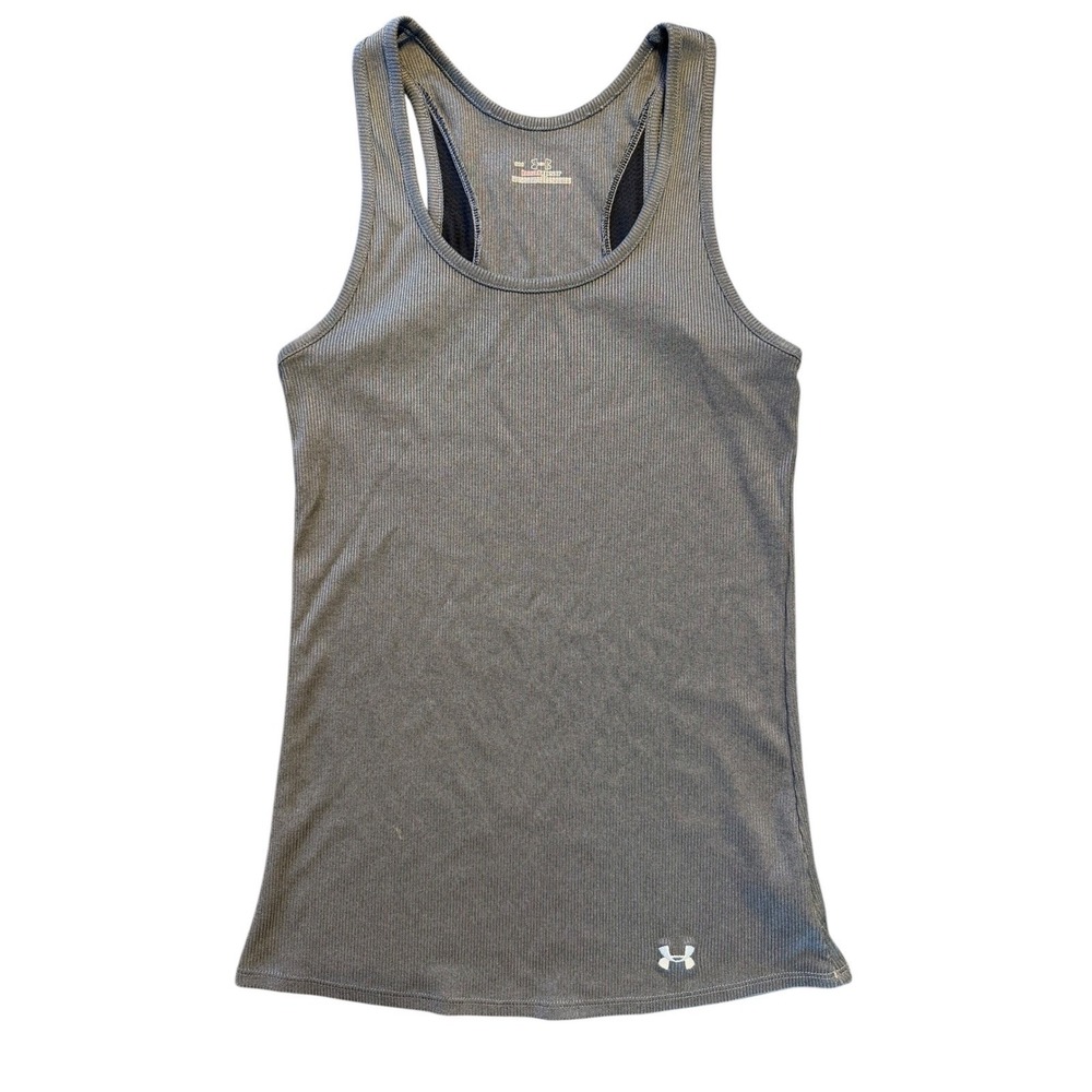 Under Armour HeatGear Racerback Tank Top Gray Ribbed Mesh Womens SM